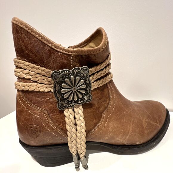 Brown Ariat Western Brown Bootie Naturally Distressed Leather Ankle Boots 8 B - Picture 6 of 16